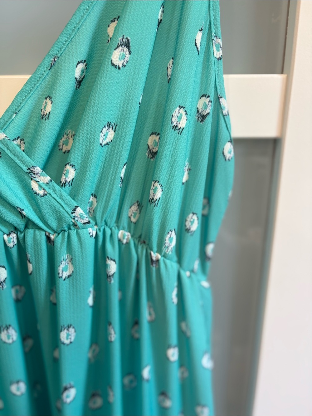 Boho Tiered V-Neck Summer Maxi Dress in Teal Floral lined. Never worn NWOT - Picture 4 of 11